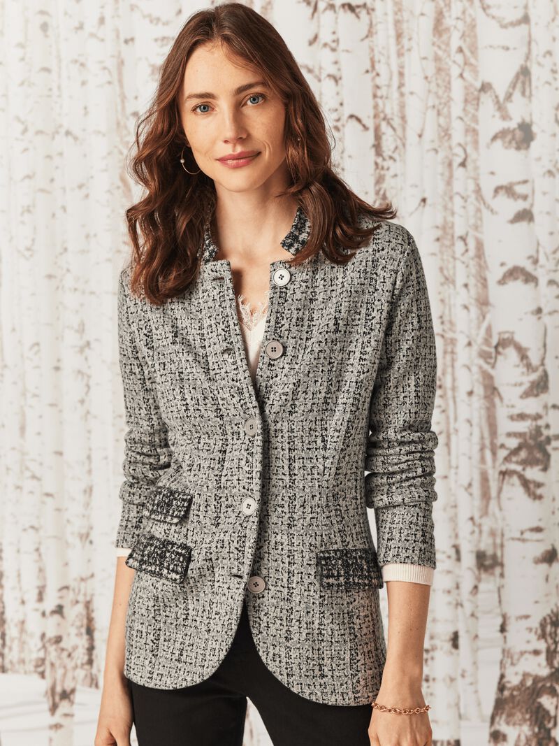 Woman Wears Frosty Knit Blazer image number 0