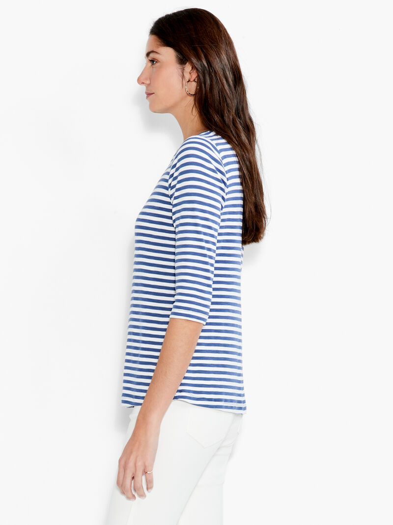 NZT 3/4 Sleeve Stripe Boat Tee