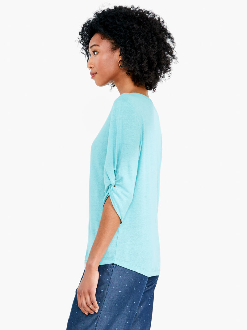 Woman Wears NZT Elbow Knot Sleeve Boat Neck Tee image number 2