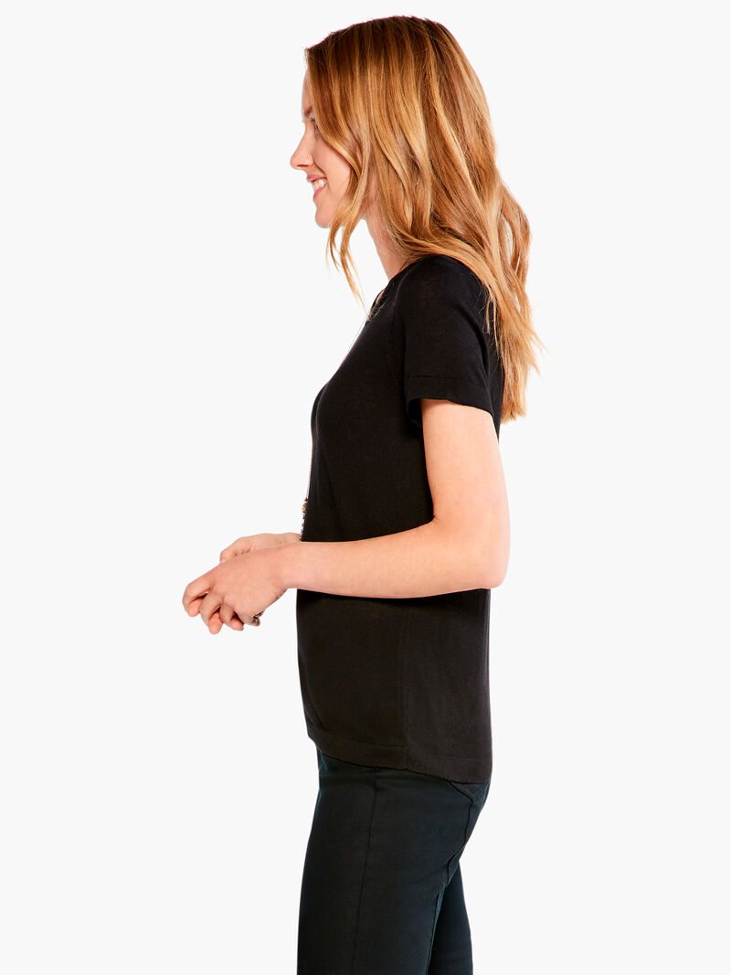 Woman Wears Crew Neck Short Sleeve Sweater Tee image number 1