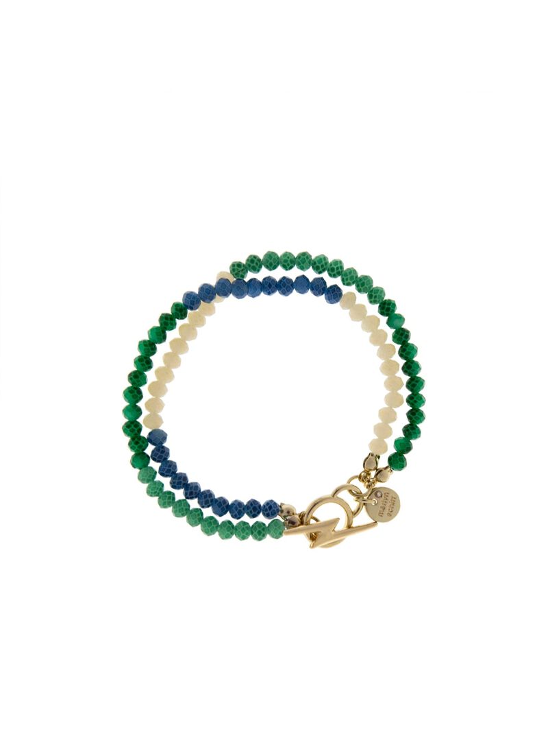 Woman Wears Marlyn Schiff 2-Strand Crystal Beaded Toggle Bracelet image number 0