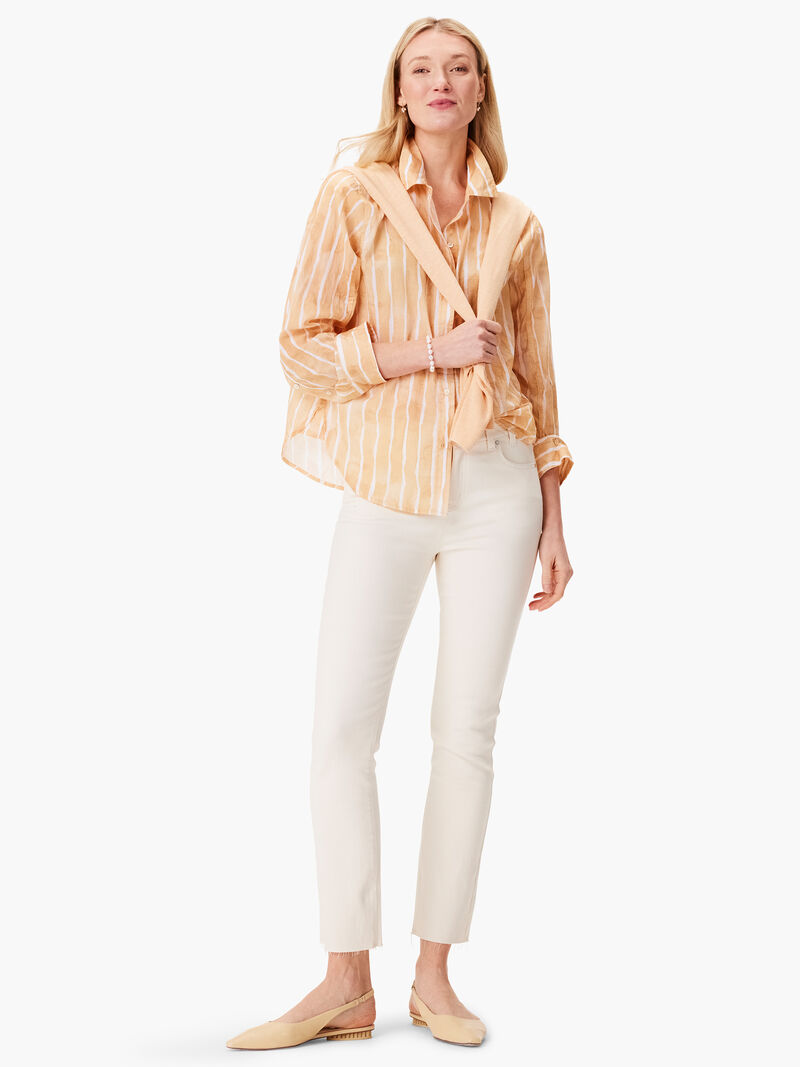 Woman Wears Watercolor Stripe Girlfriend Shirt image number 3