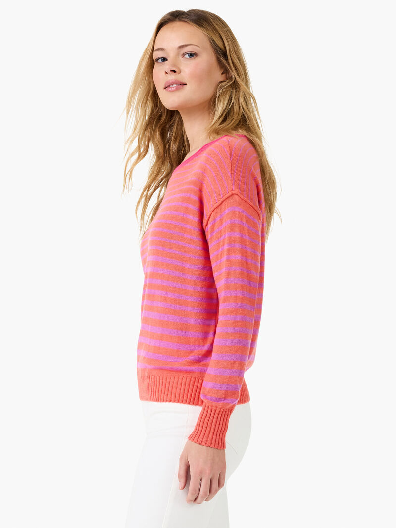Woman Wears Striped Up Supersoft Sweater image number 2