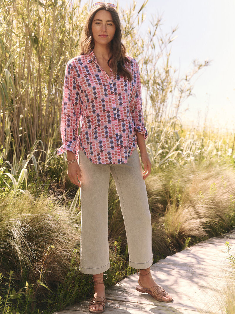Woman Wears Geo Dots Boyfriend Shirt image number 5