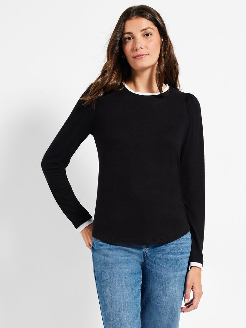 Woman Wears NZT Sweet Dreams Puff Shoulder Layered Top image number 0