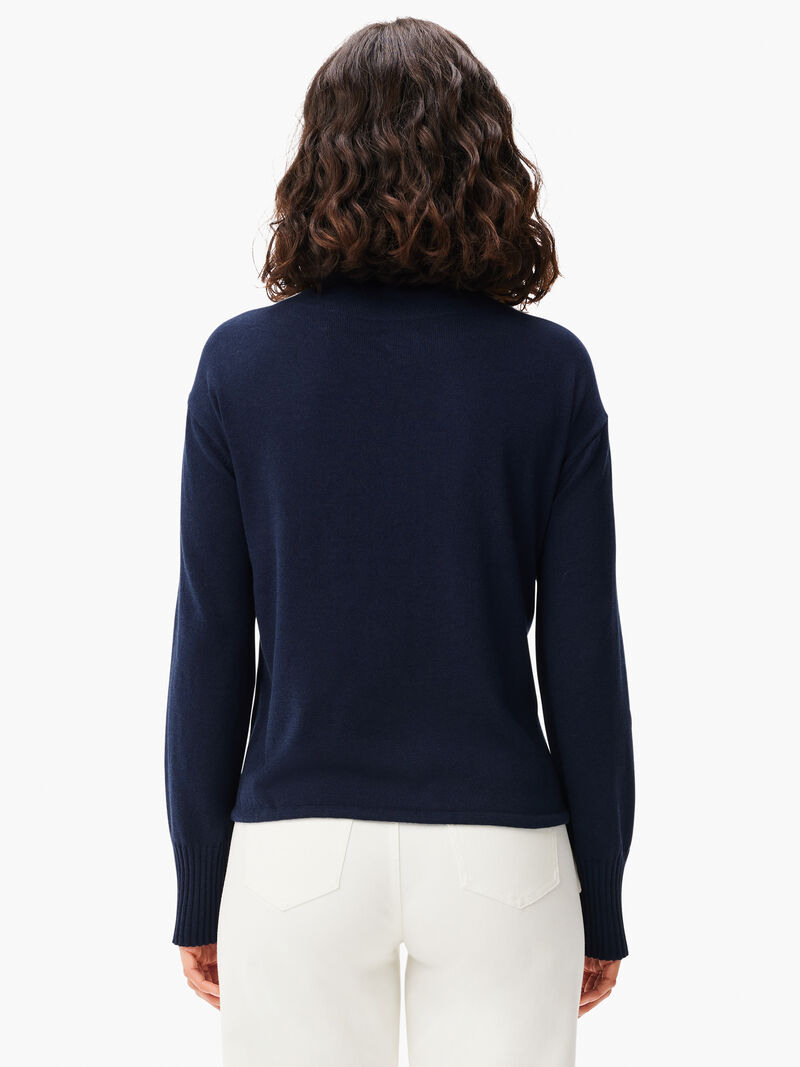 Woman Wears Tie Trim Sweater image number 2