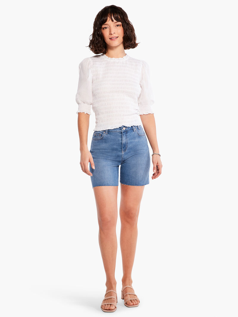 Woman Wears Cotton Lawn Smocked Top image number 4