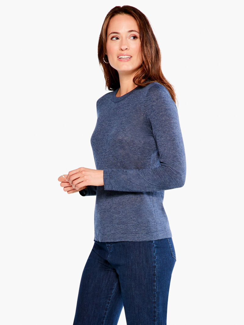 Woman Wears Crew Neck Long Sleeve Sweater Tee image number 1