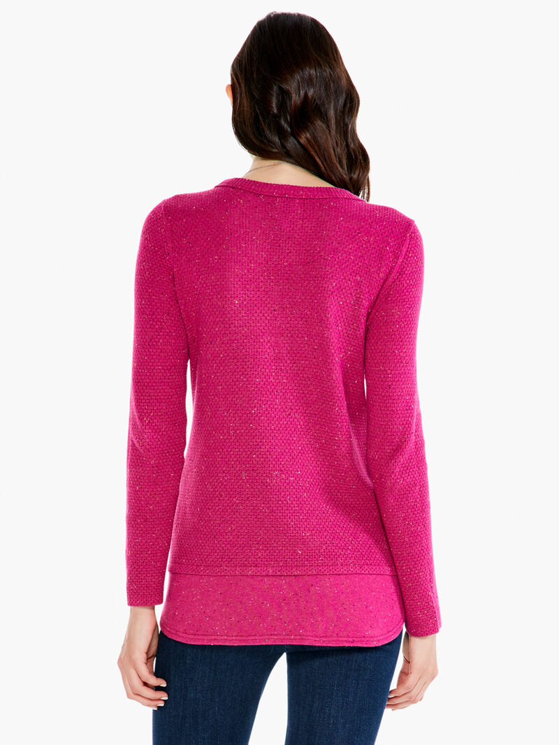 Woman Wears Waffle Vital Crew Neck Sweater image number 2