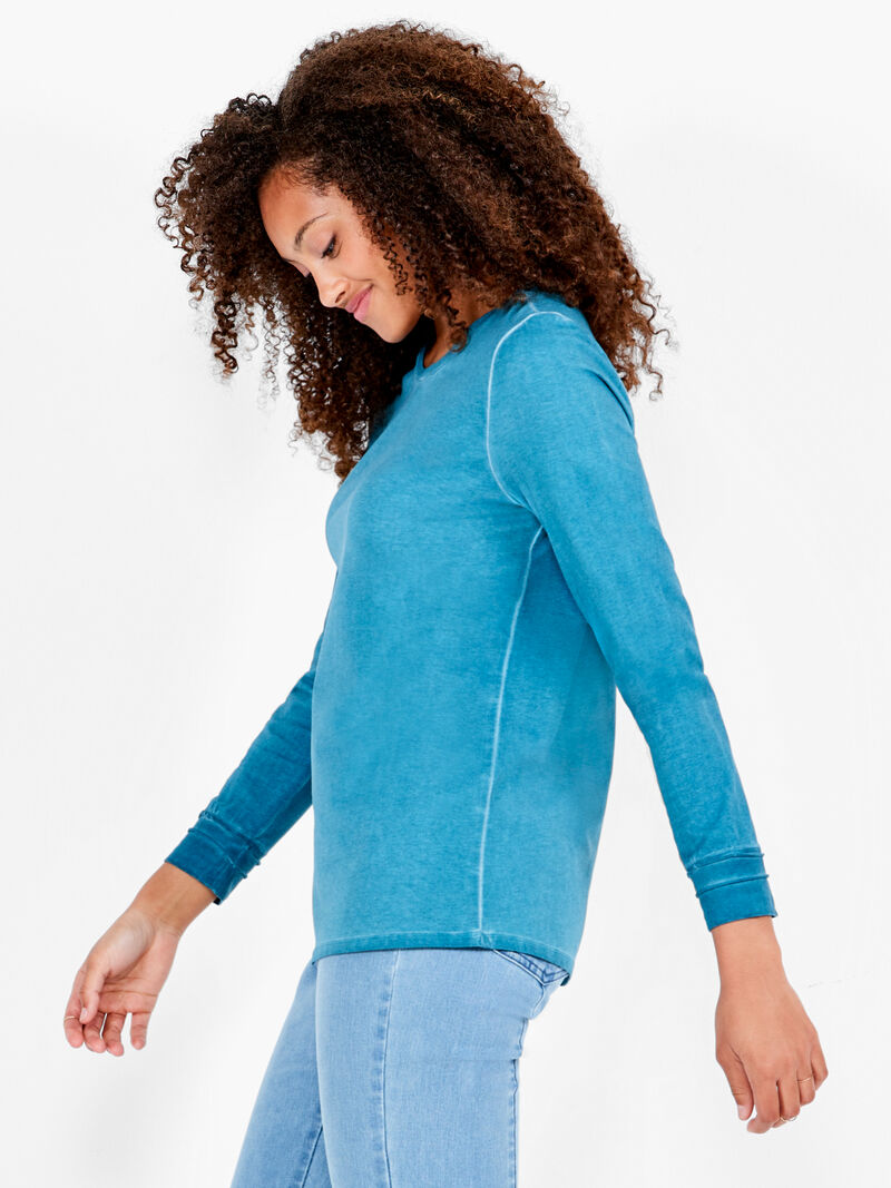 Woman Wears NZT Long Sleeve Crew Tee image number 1