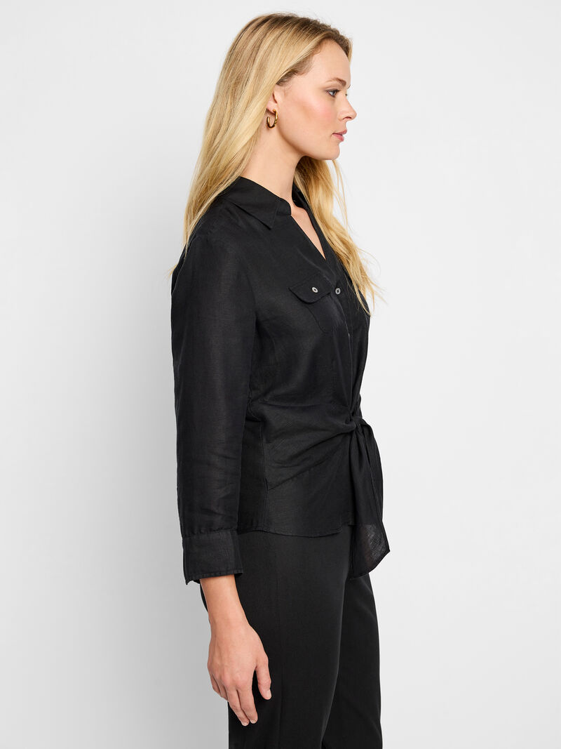 Woman Wears Iconic Tie Front Shirt image number 2