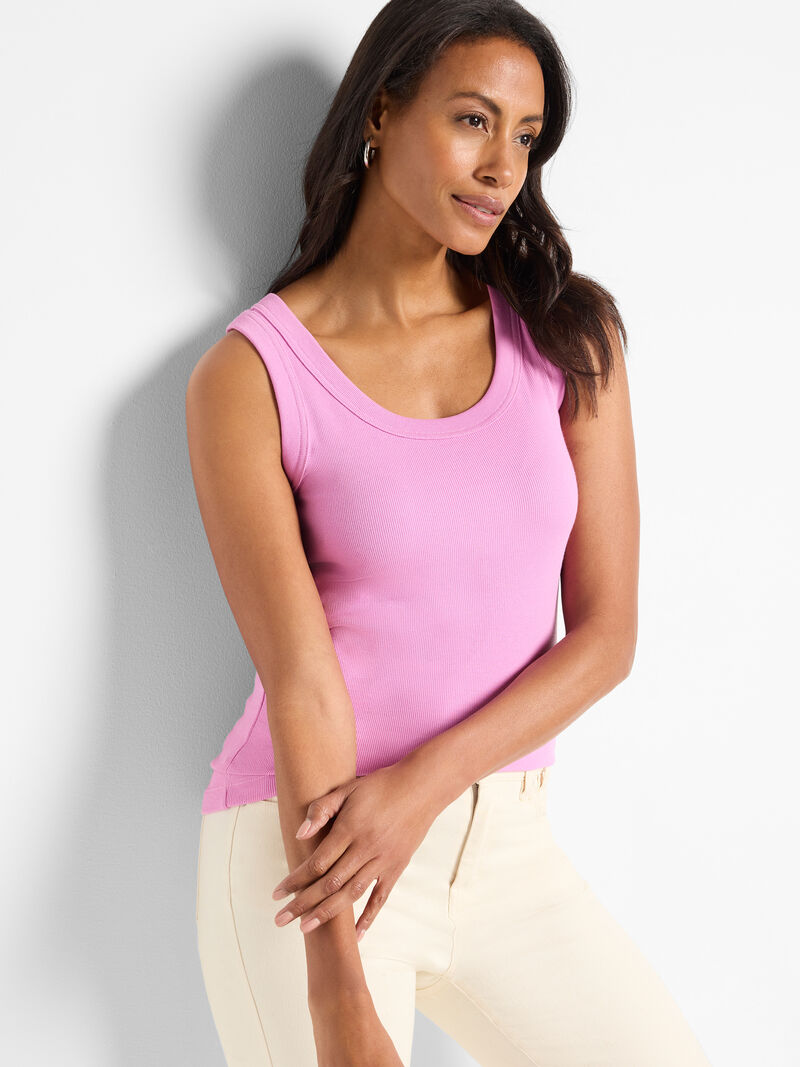 Woman Wears Perfect Knit Rib Scoop Tank image number 0