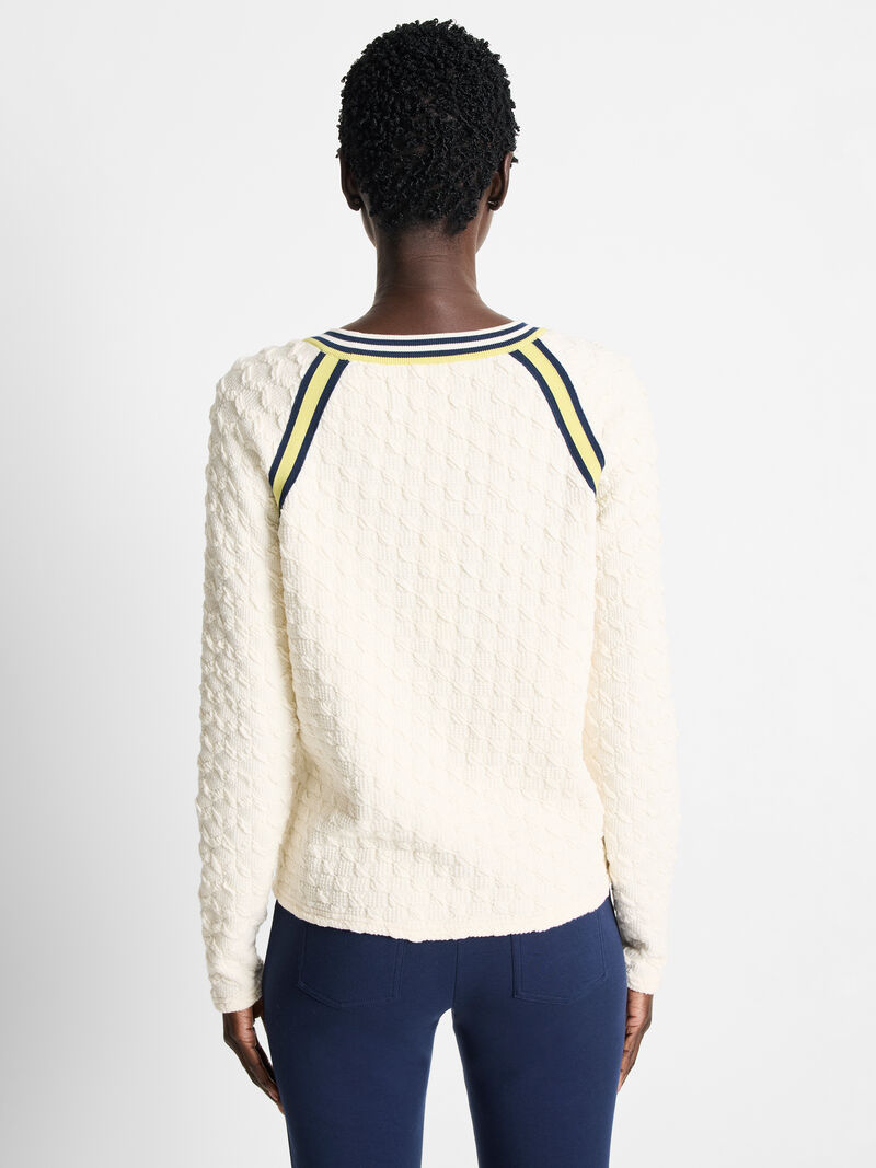 Woman Wears Tipped Texture Pullover Sweater image number 3