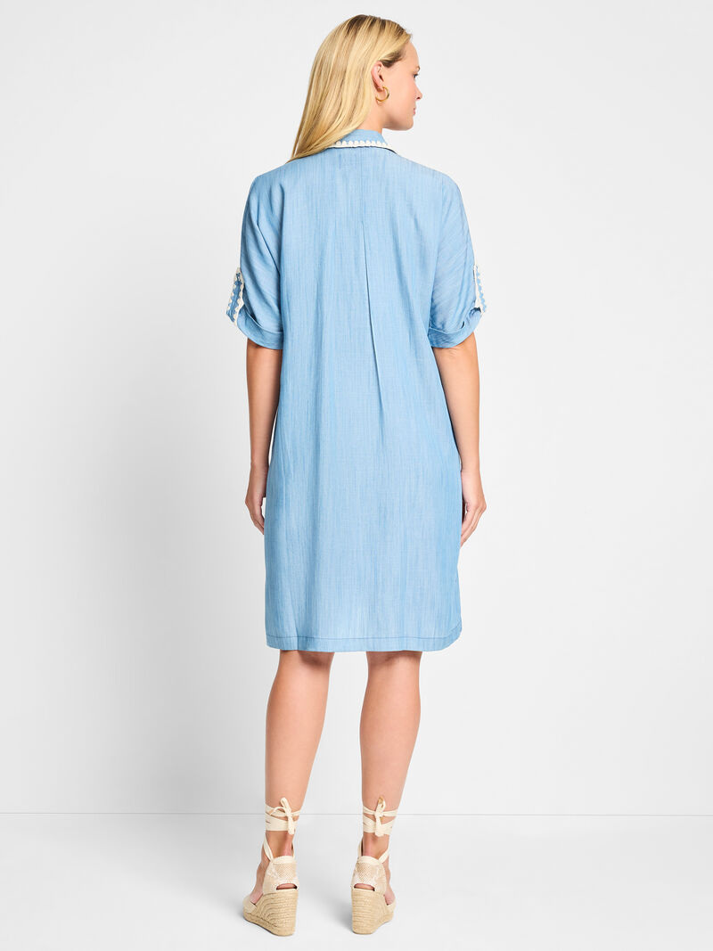 Woman Wears Denim Devon Dress image number 3