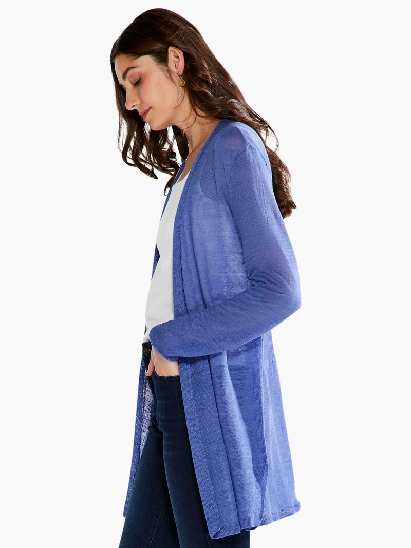 Woman Wears Long Back Of The Chair Cardigan image number 1