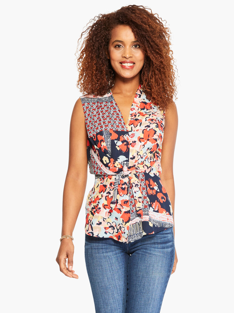 Woman Wears Mixed Blooms Tie Tank image number 0