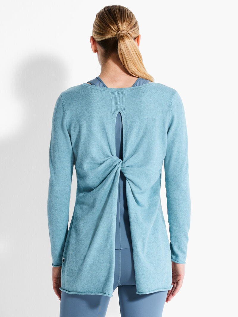 Woman Wears Cool Down Twist Back Sweater image number 2