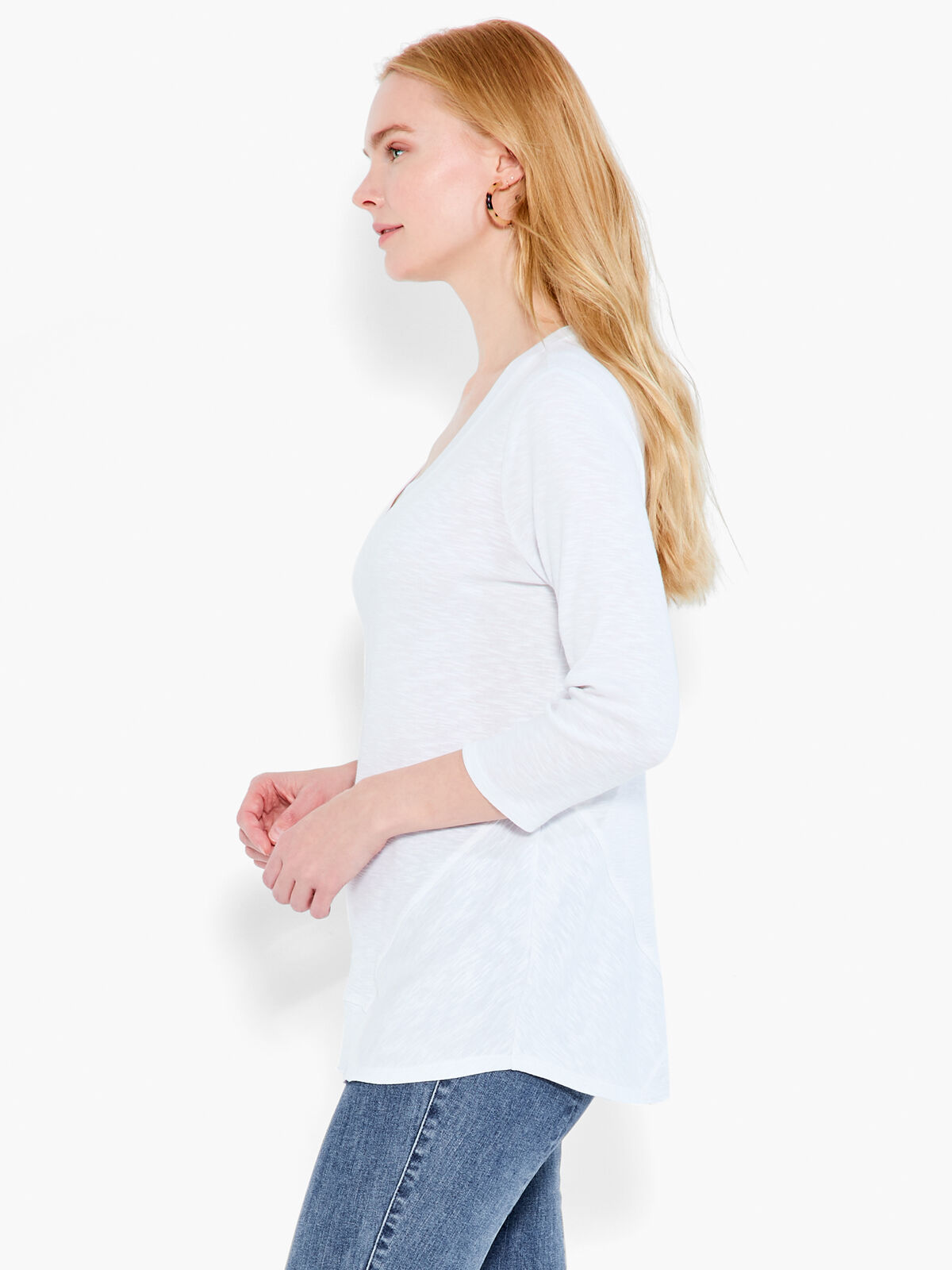NZT 3/4 Sleeve Drape V Tee