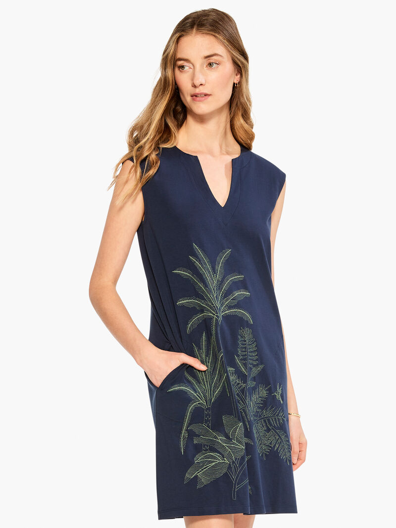 Woman Wears Embroidered Fauna Dress image number 0