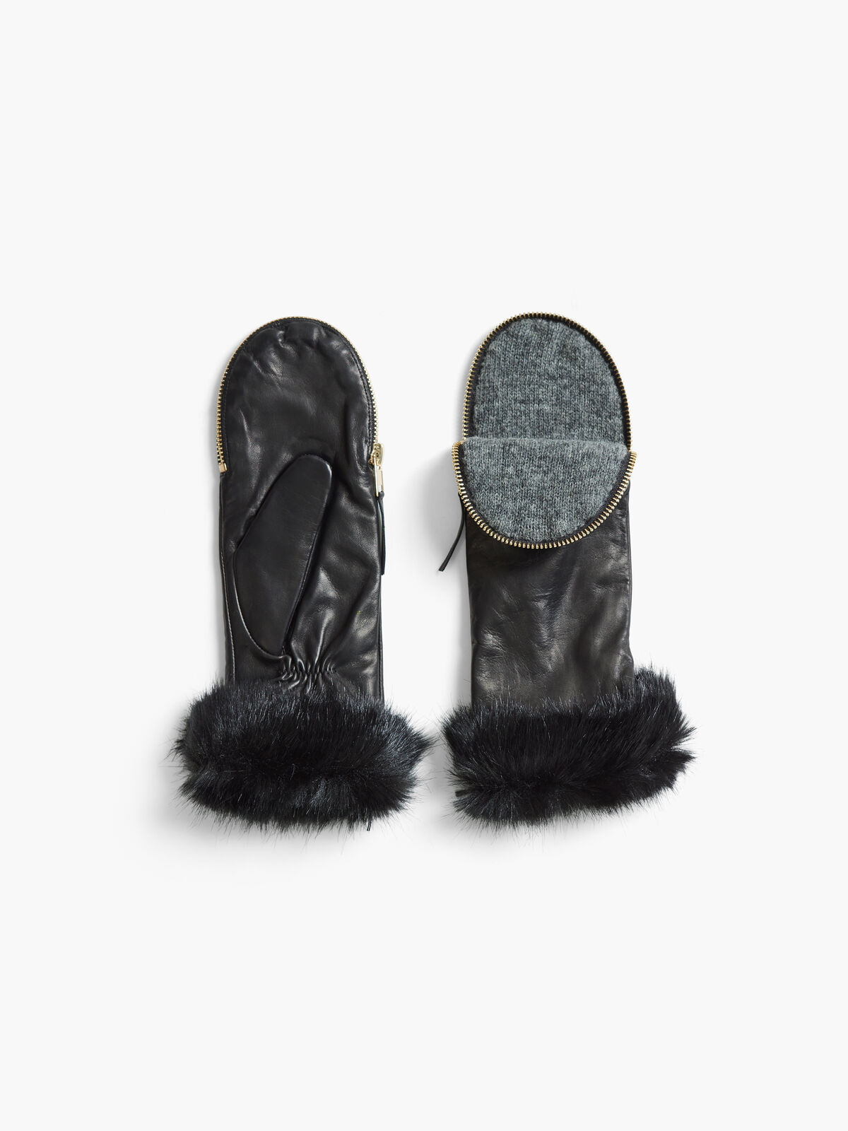 Amato Zipper Mitten w/ Faux Fur Mouton Cuff
