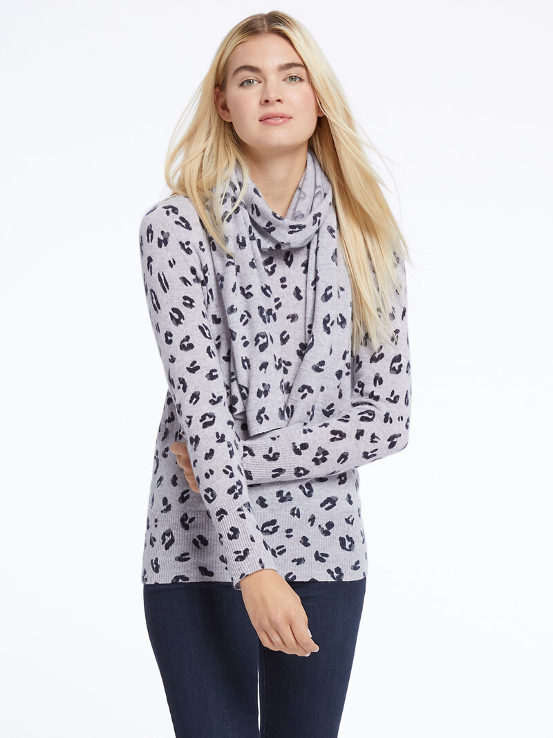 Woman Wears Leopard Cashmere Scarf image number 0