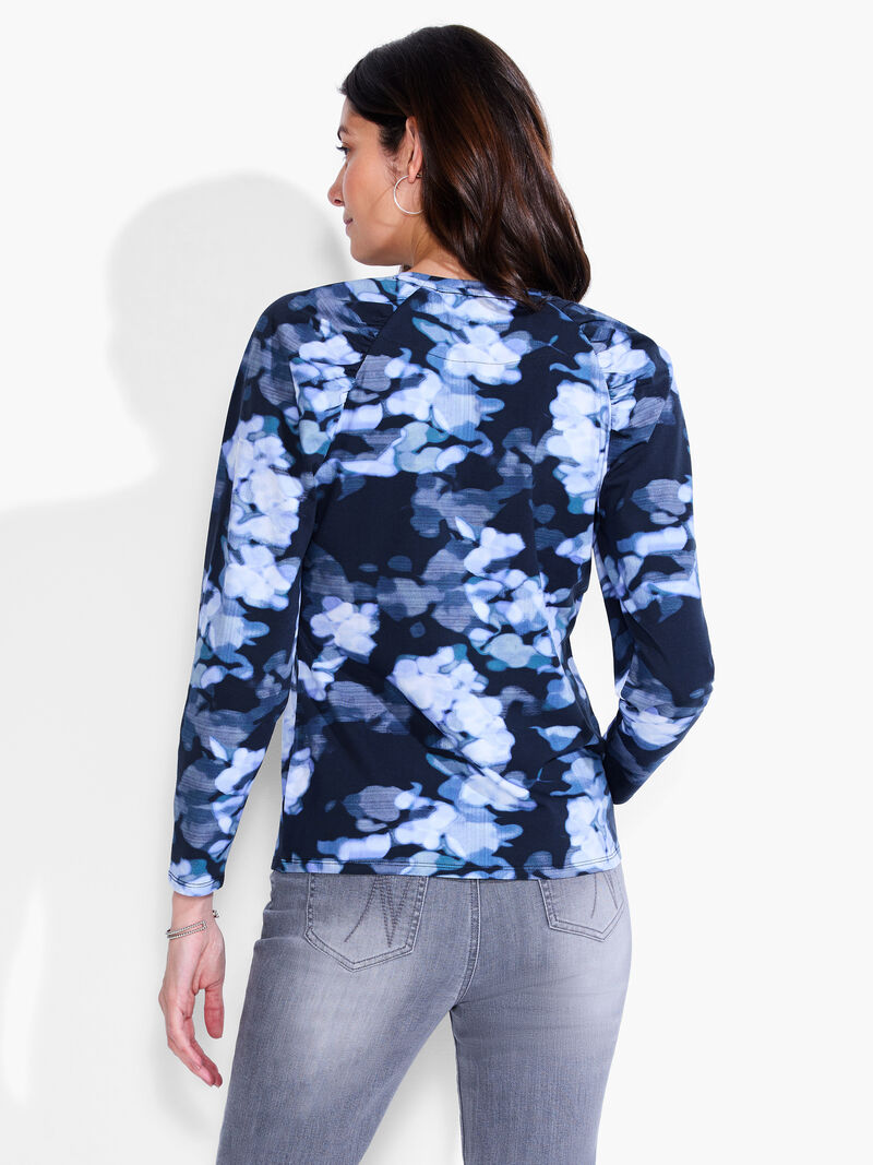 Woman Wears NZT Blurred Floral Long Sleeve Puff Shoulder image number 2