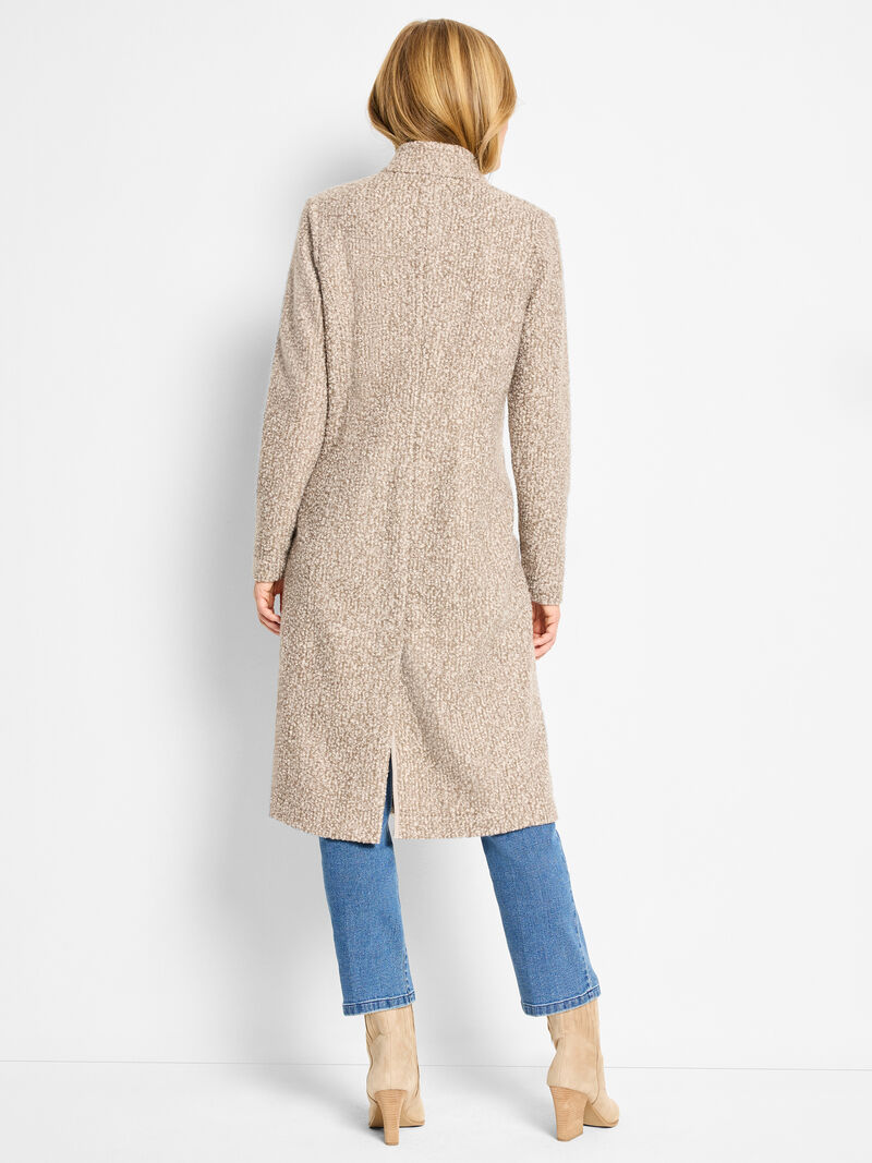 Woman Wears Sherpa Tweed Knit Topcoat image number 5