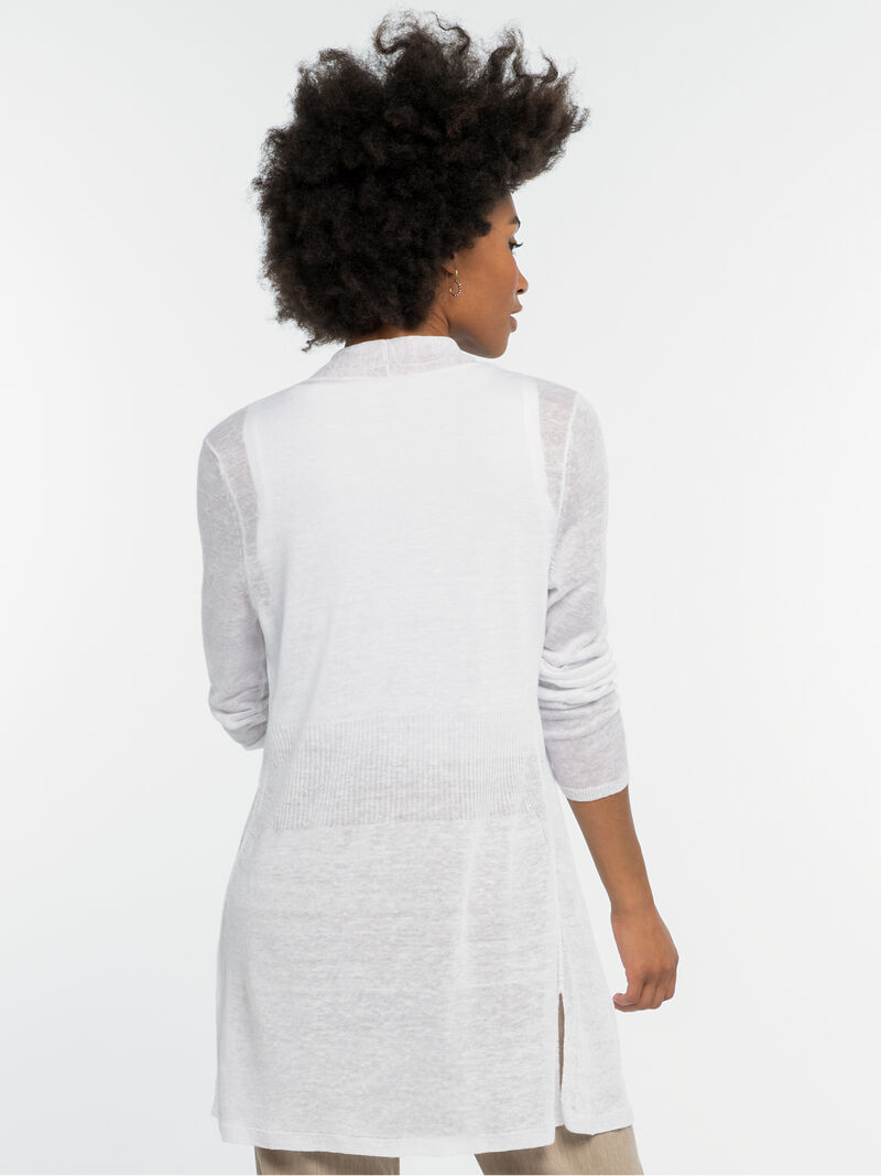 Woman Wears Lightweight Long Back of the Chair Cardigan image number 1