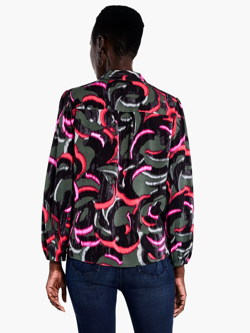 Woman Wears Neon Doodle Live In Shirt image number 3