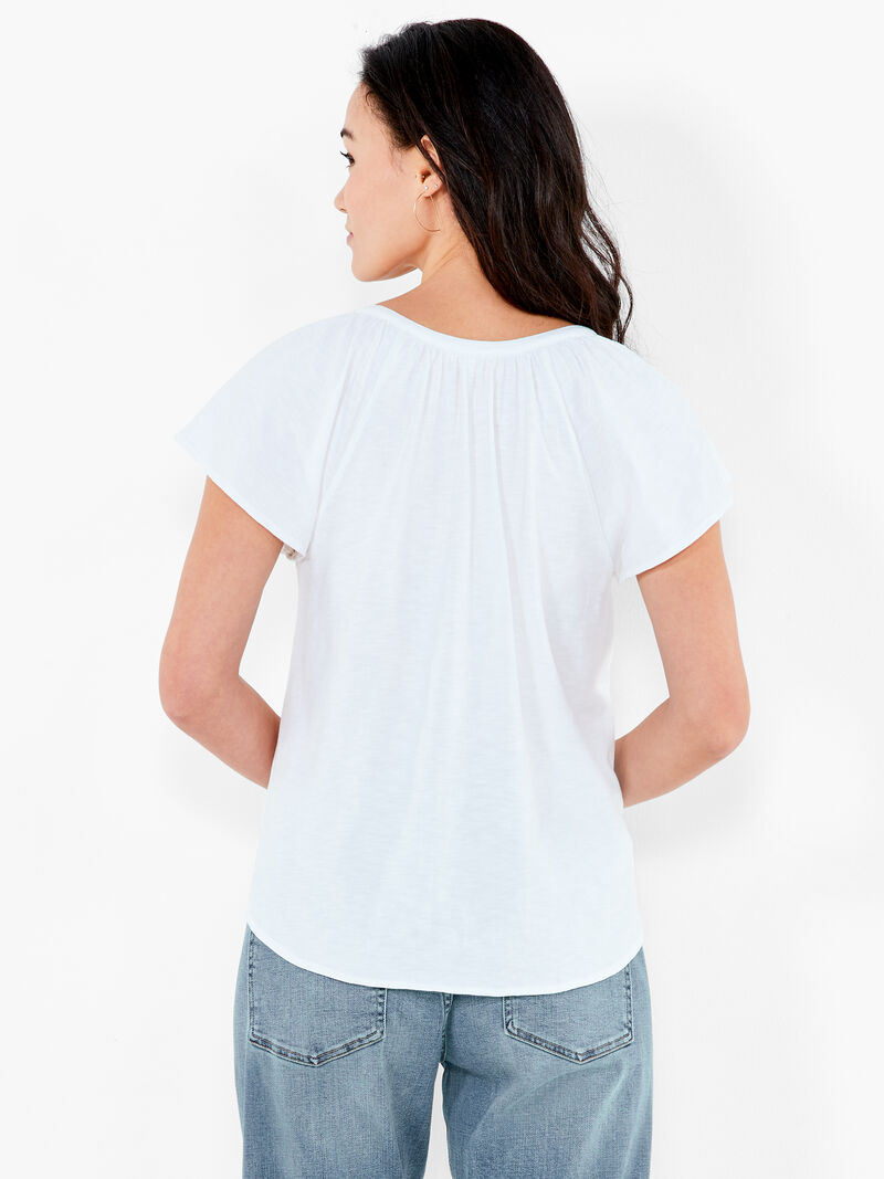 Woman Wears NZT Flutter Sleeve Henley image number 2
