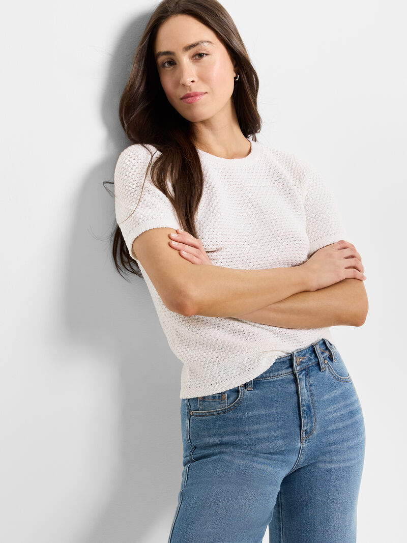 Woman Wears Tuck Stitch Sweater Tee image number 0