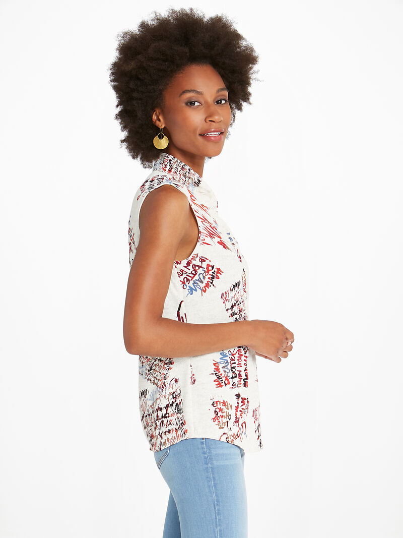 Woman Wears Scattered Letters Tank image number 1