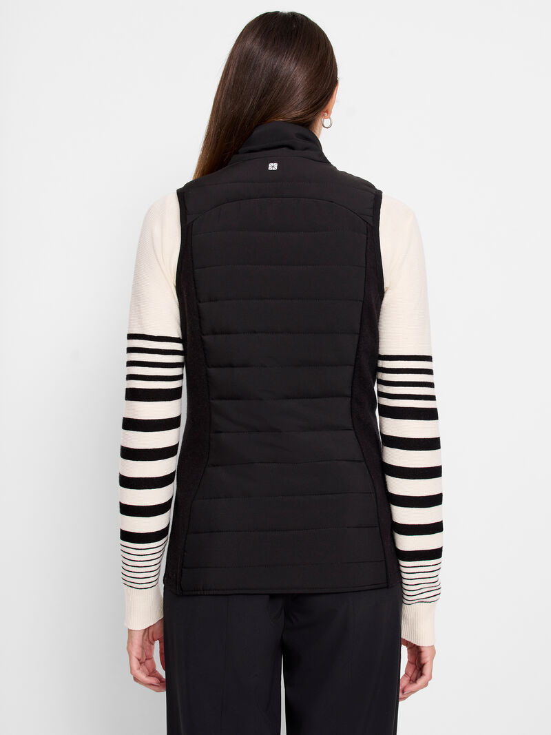 Woman Wears Quilted Knit Trim Puffer Vest image number 3