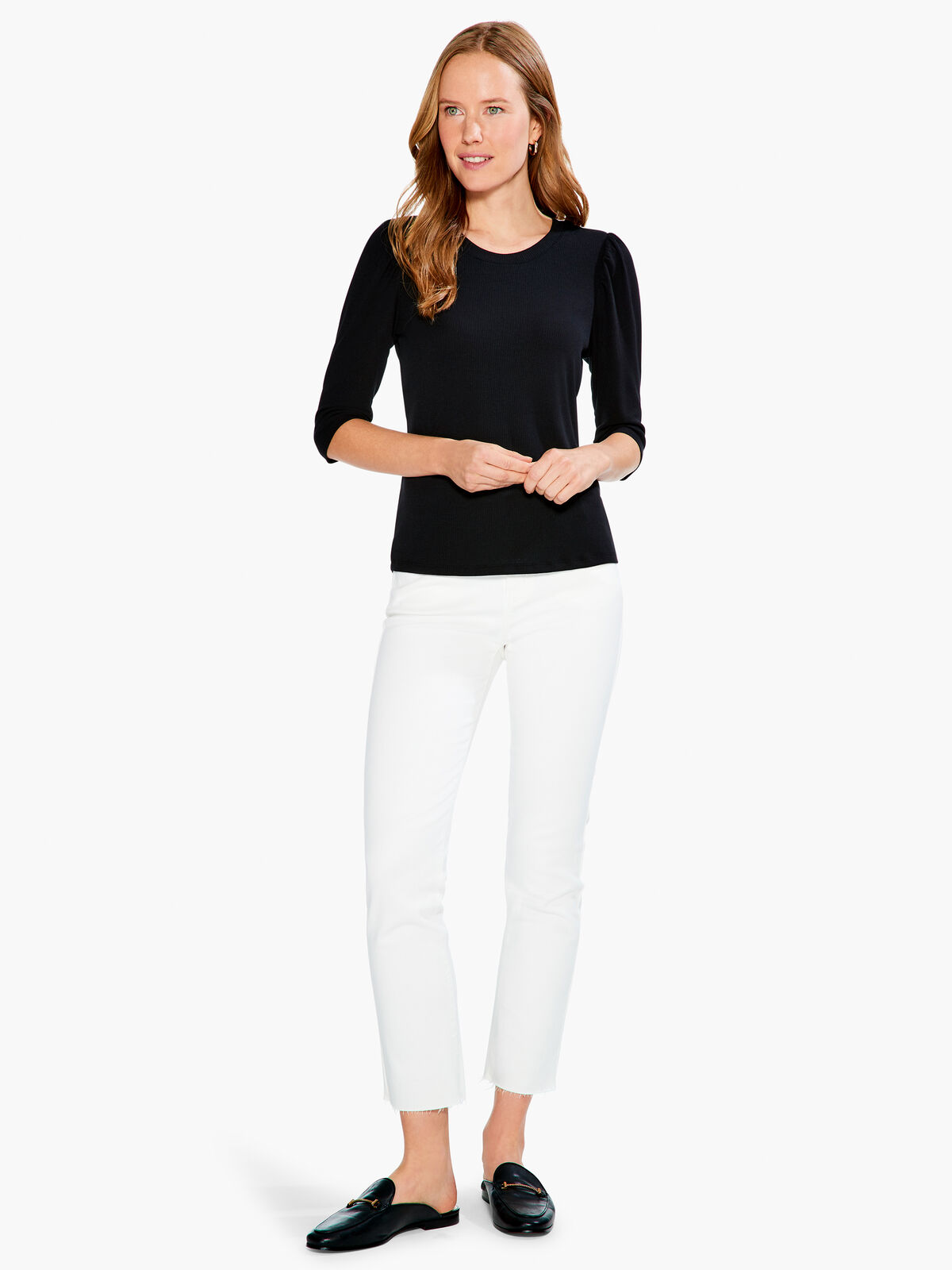 Drapey Rib Puff Sleeve Tee