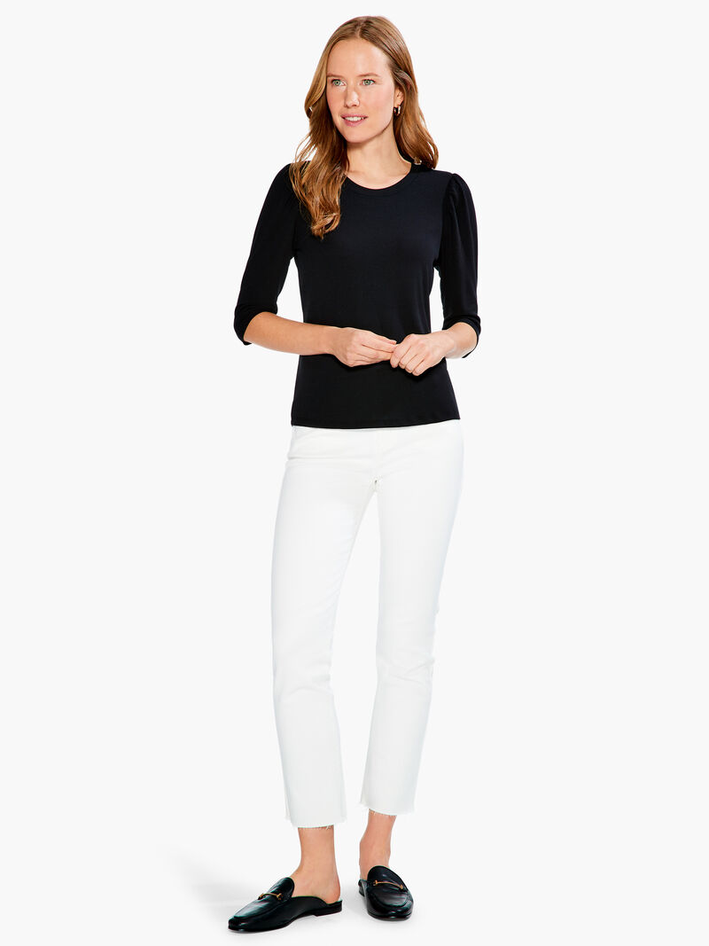 Woman Wears Drapey Rib Puff Sleeve Tee image number 3