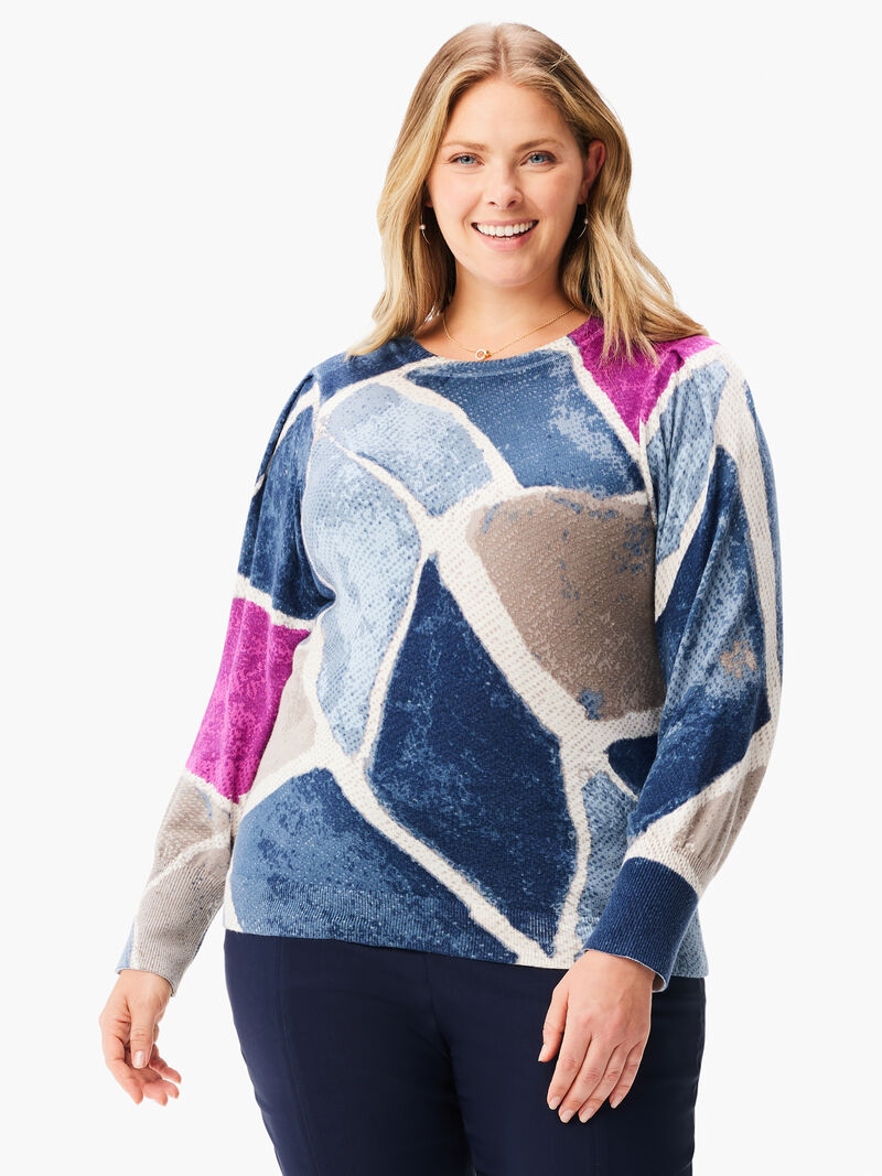 Woman Wears Printed Tiles Femme Sleeve Sweater image number 0
