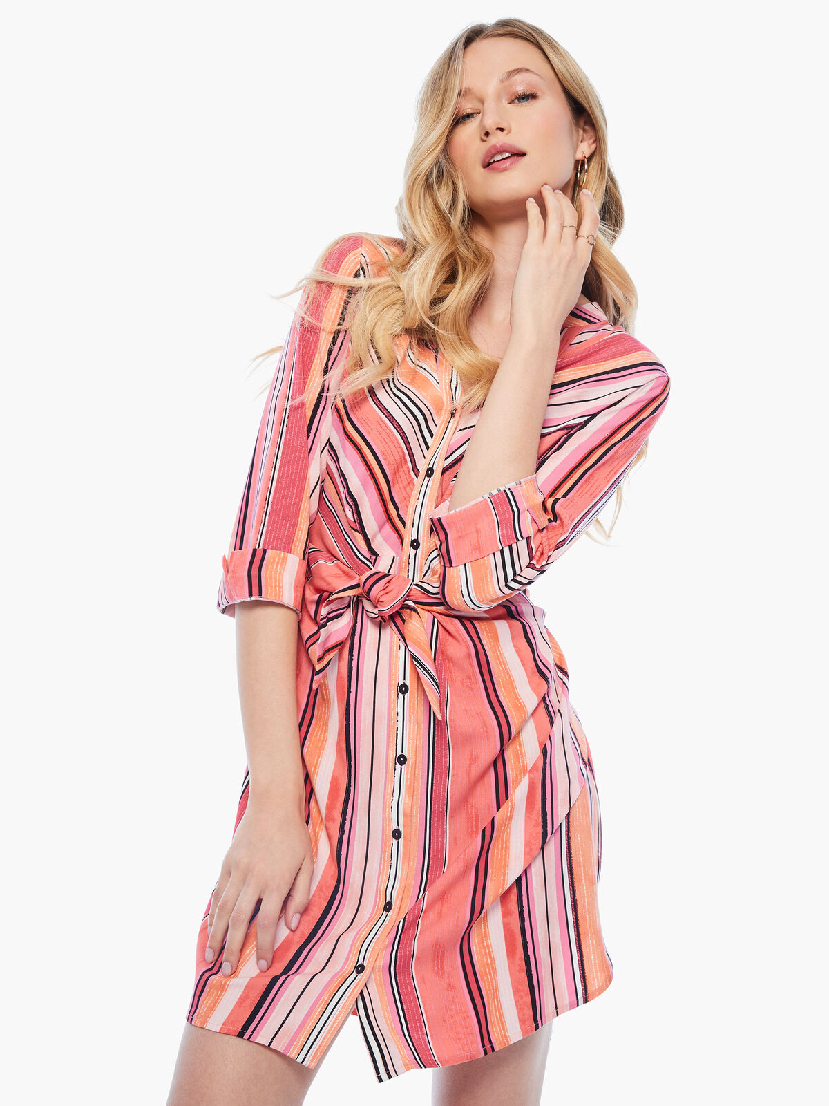 Sunset Stripe Shirt Dress