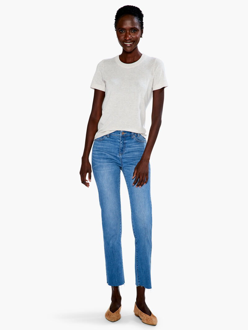 Woman Wears Crew Neck Short Sleeve Sweater Tee image number 3