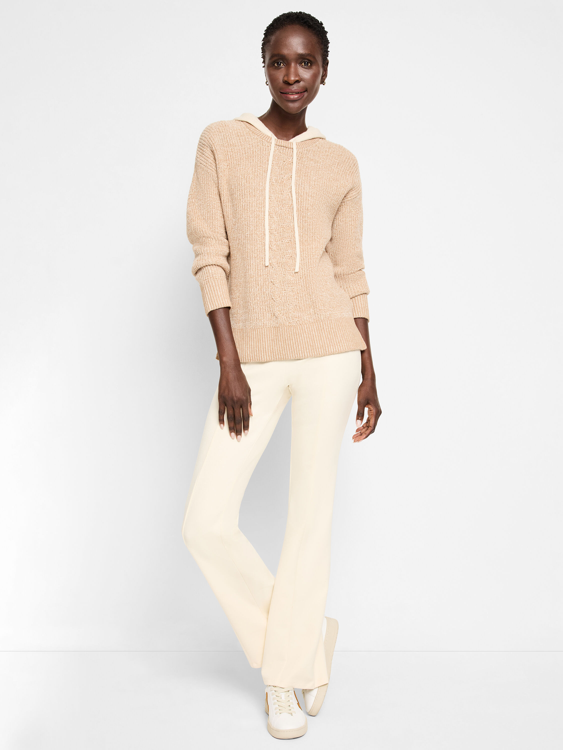 Cable hooded sweater best sale
