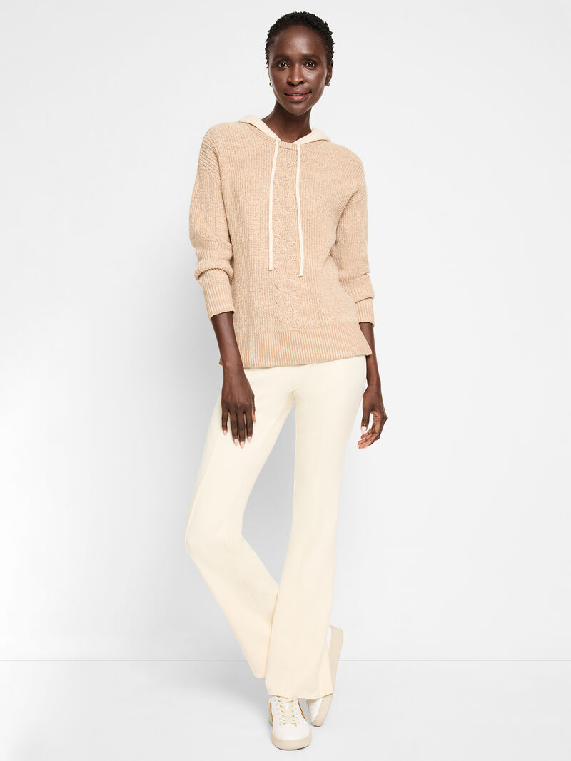 Woman Wears Cozy Cable Hooded Sweater image number 1