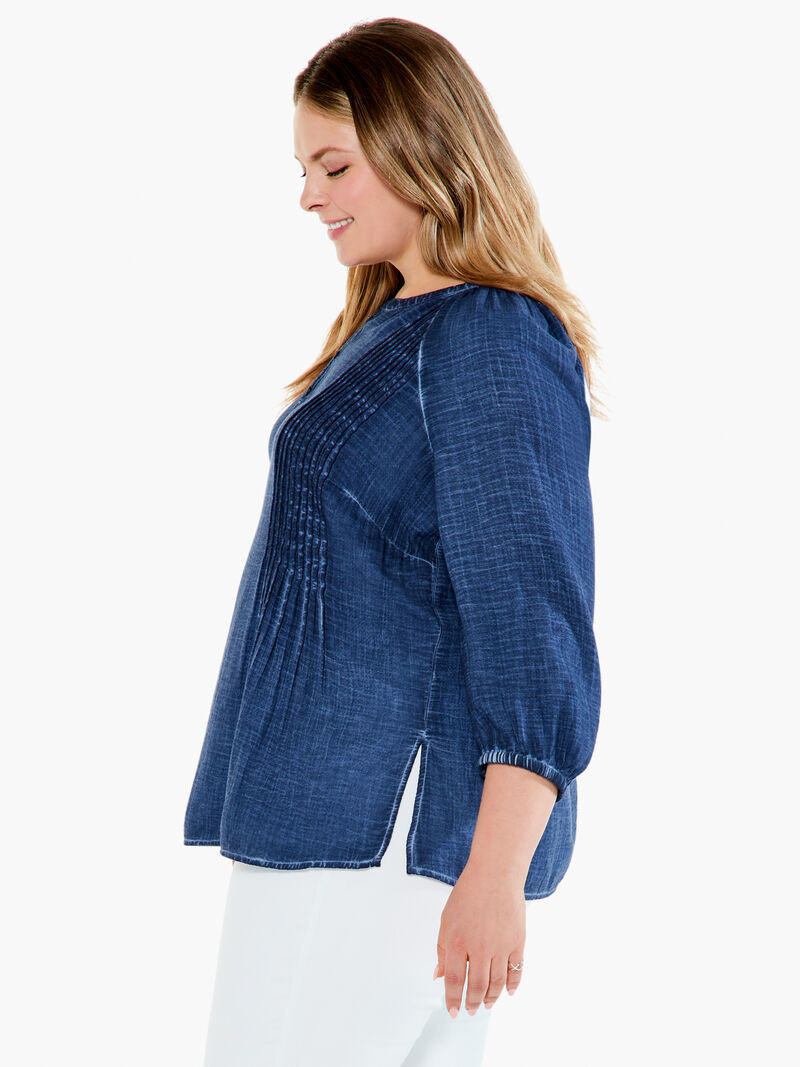 Woman Wears Double Gauze Tucked Blouse image number 1