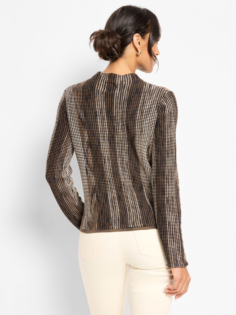 Woman Wears Ombre Pixel Knit Sweater image number 4