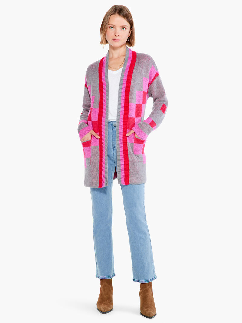 Woman Wears Checked Away Cardigan image number 3