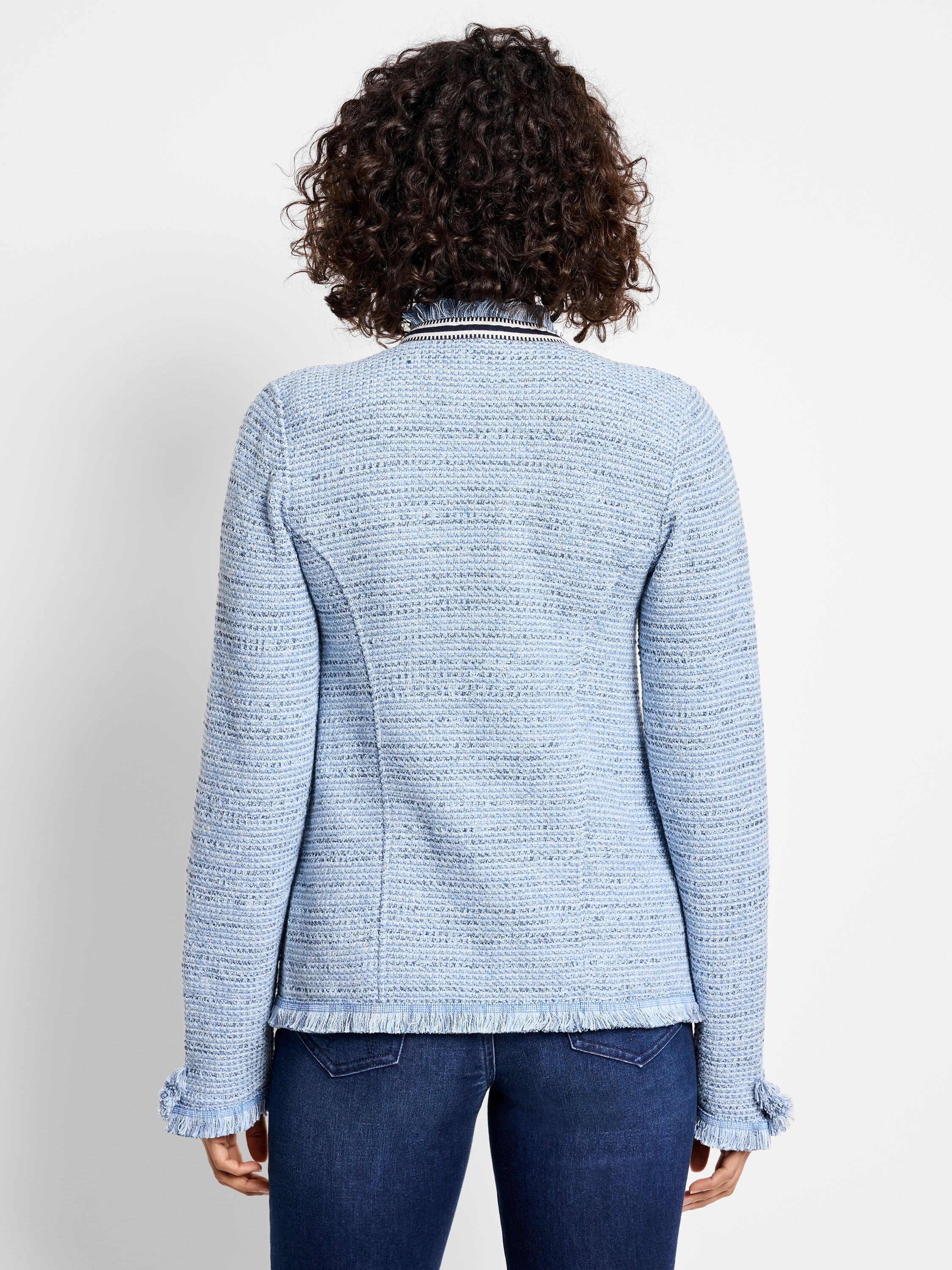 Indigo Fringe Mix Knit Jacket | NIC+ZOE