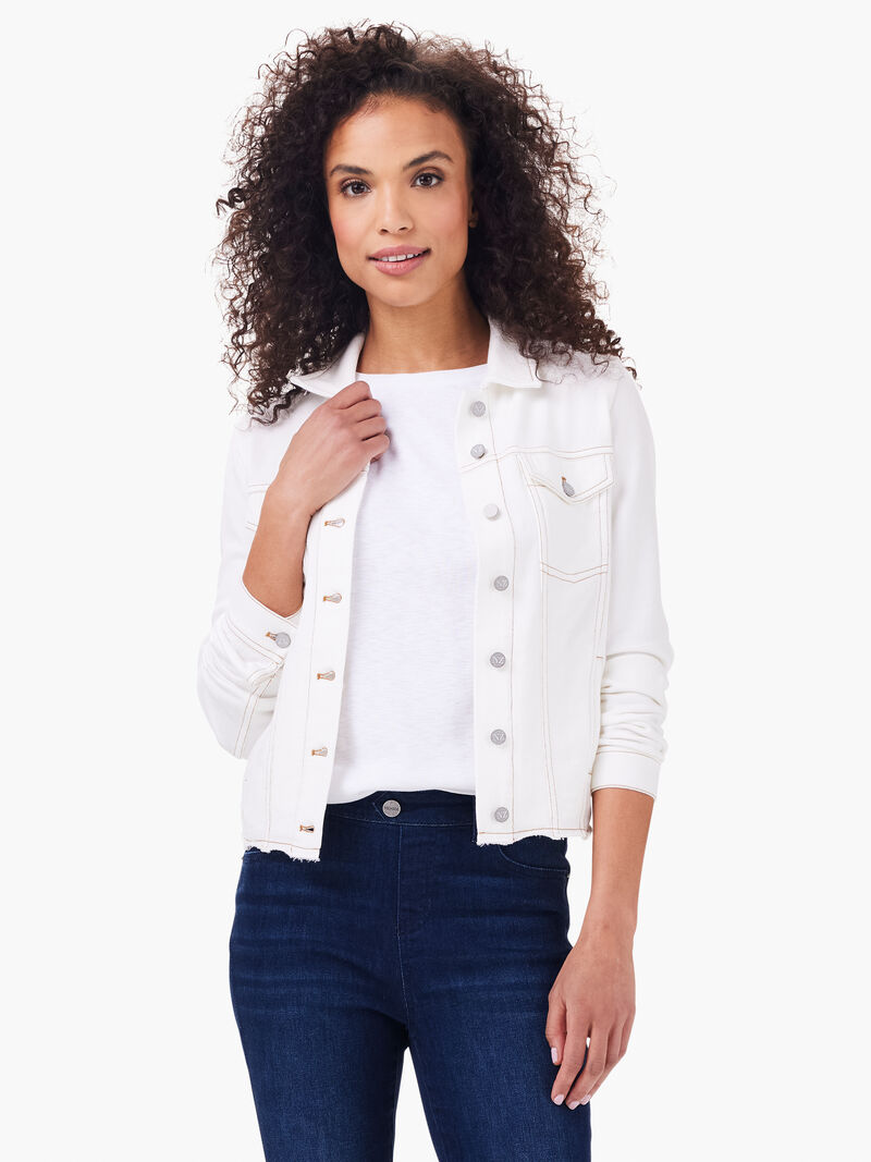 Woman Wears NZT Denim Look Jacket image number 0