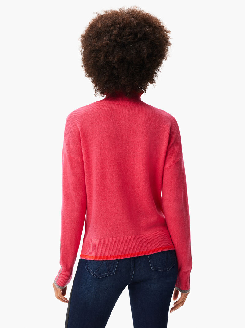 Woman Wears Ruffled Up Cashmere Turtleneck Sweater image number 3