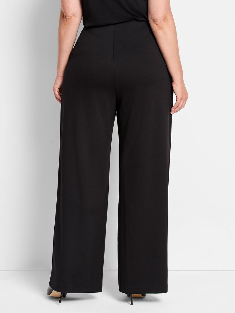 Woman Wears 30.5" Lenox Wide Leg Drapey Knit Pant image number 3
