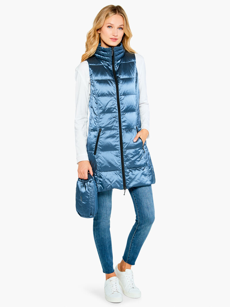 Woman Wears Anorak Long Down Filled Vest image number 3