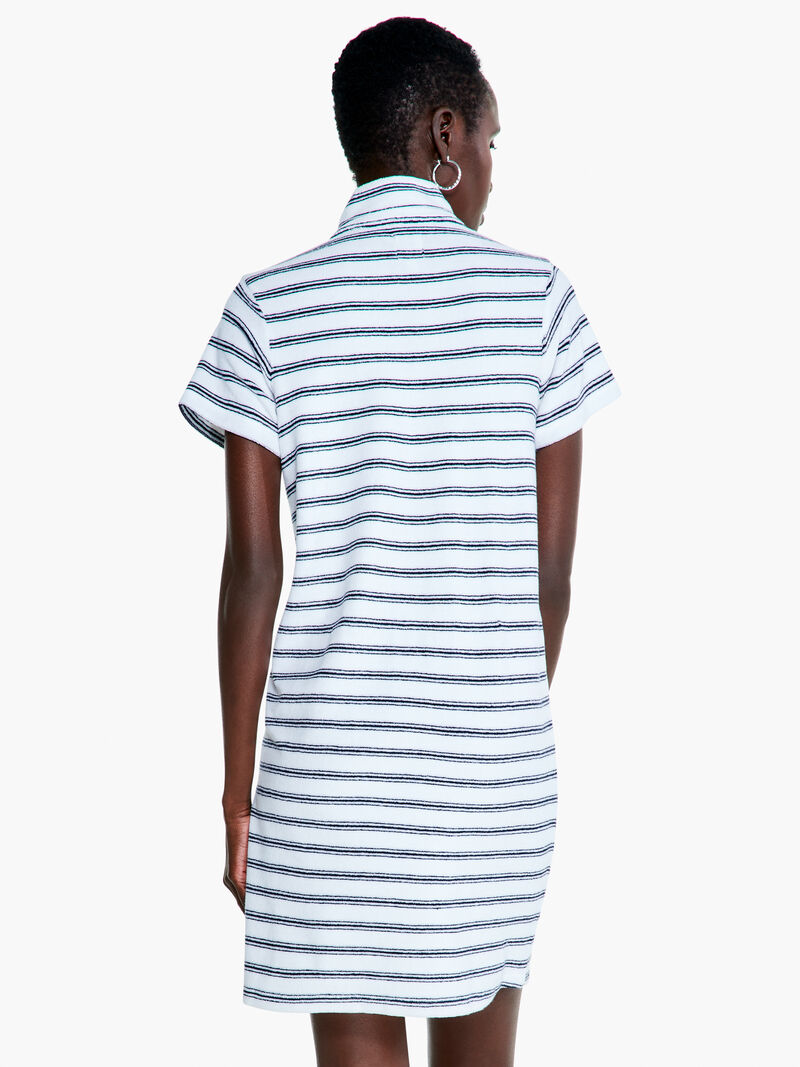 Woman Wears Striped Terry Dress image number 2