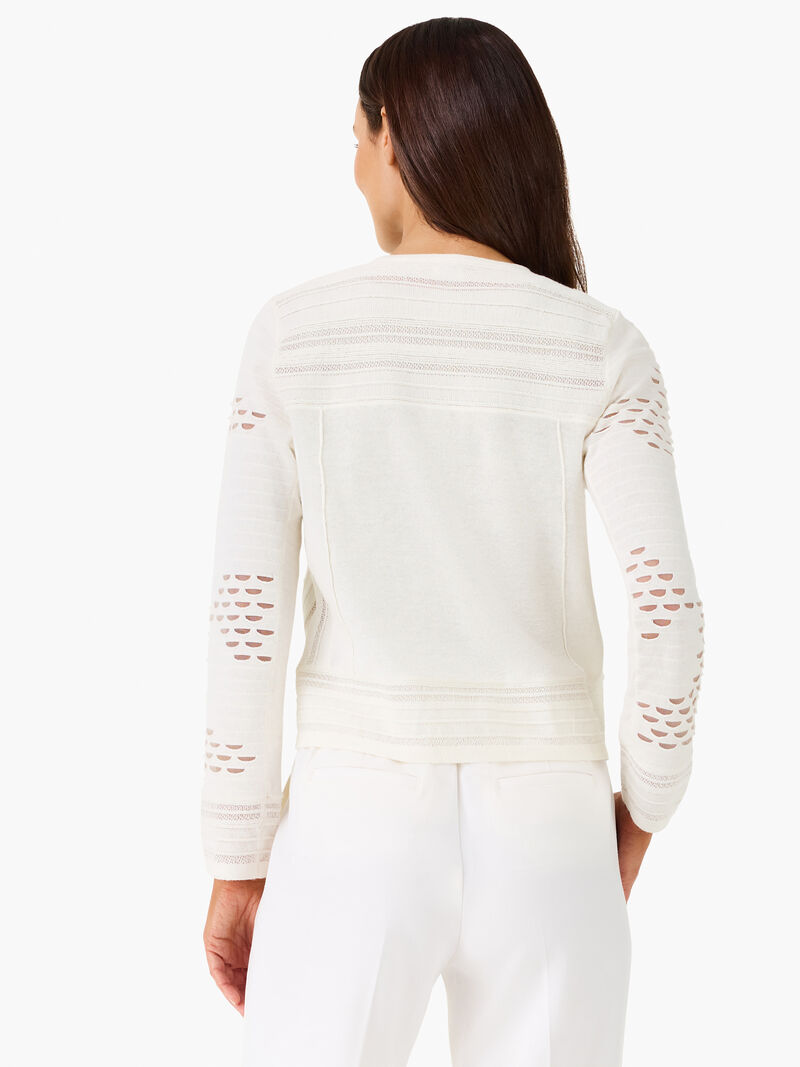 Woman Wears Mixed Knit Cardigan image number 3